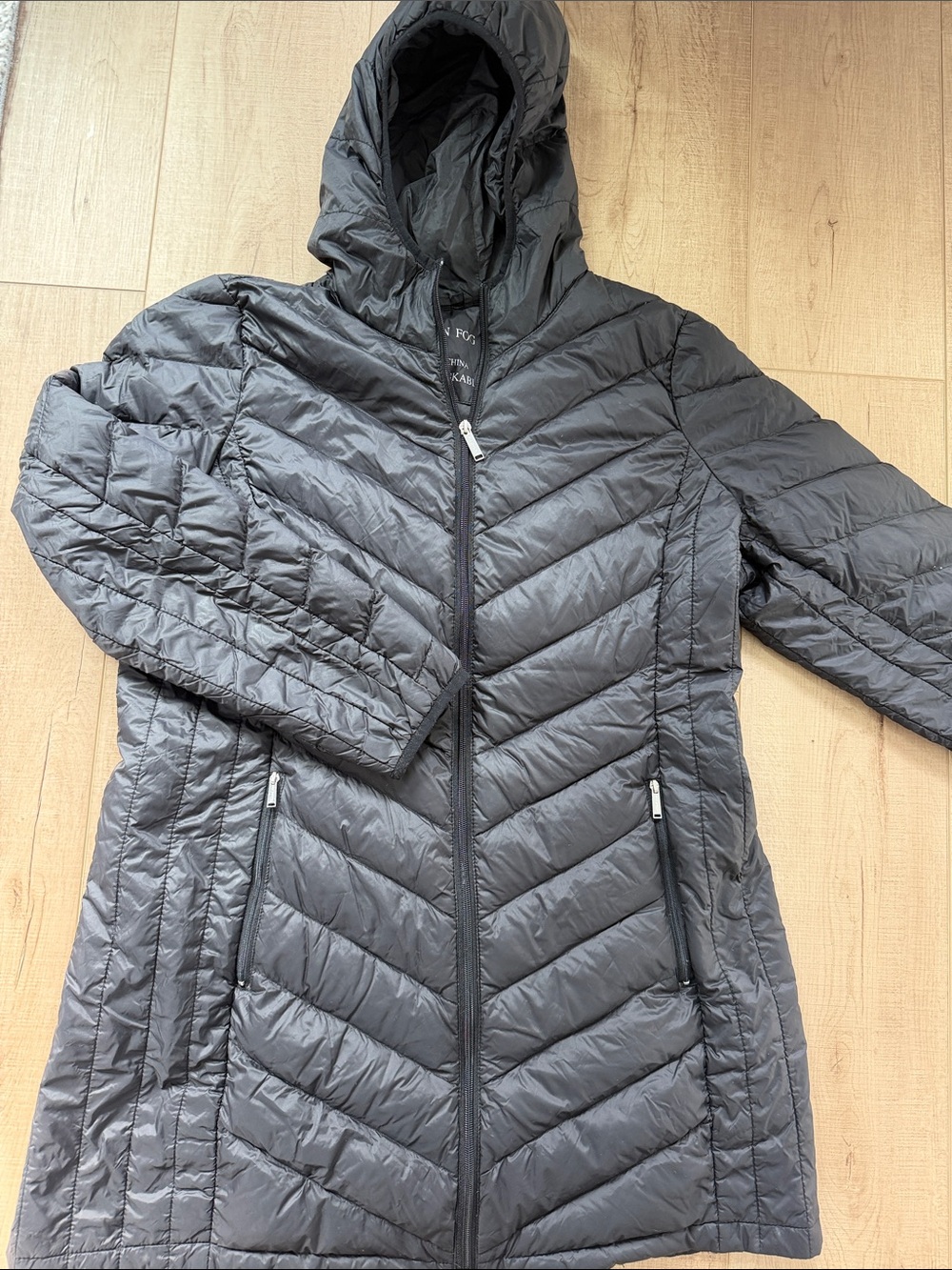 London Fog Women's packable Hooded Down Quilted Puffer Coat -Black-XL